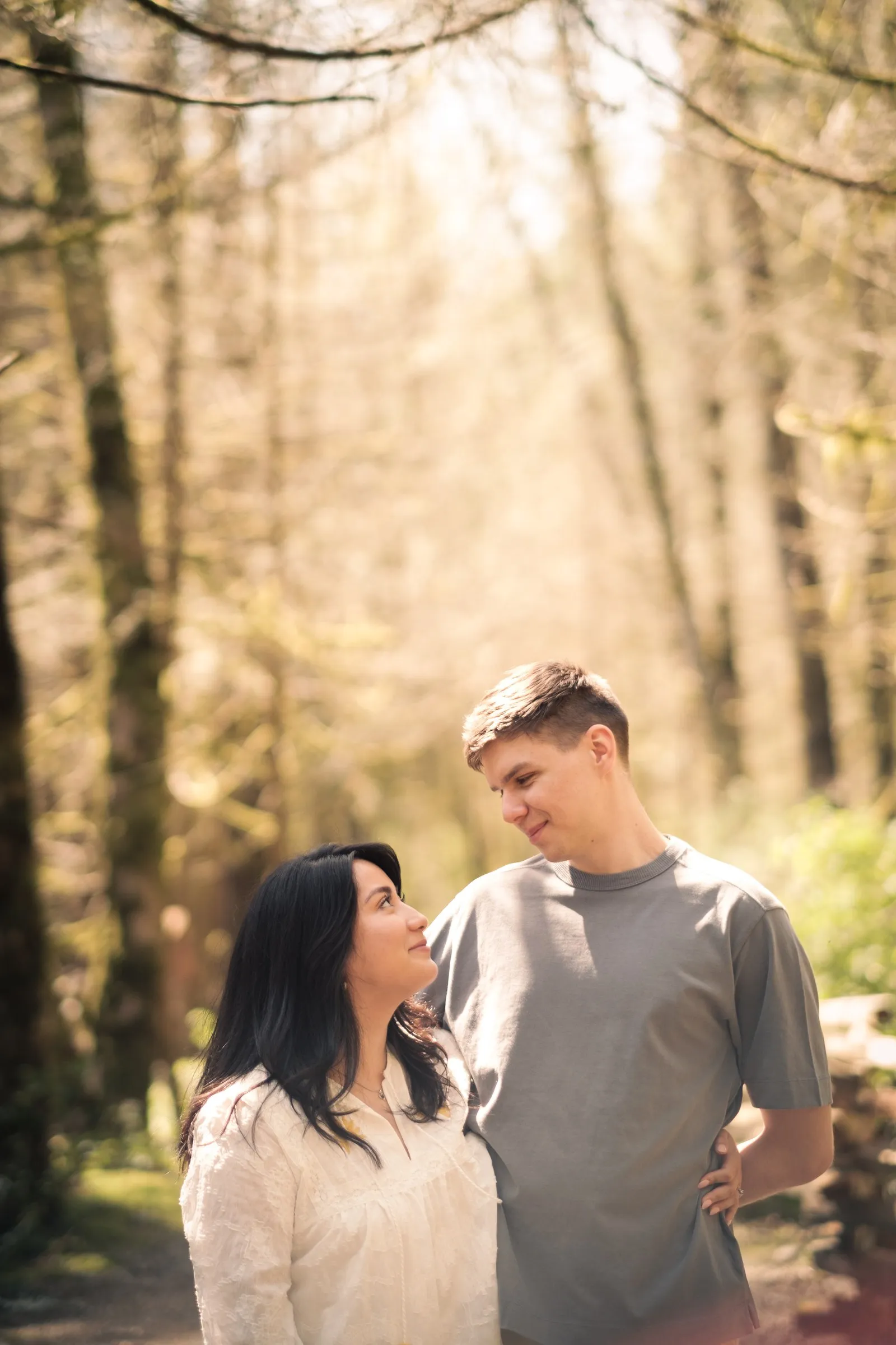Engagement shot in Cleveland Dam, North Vancouver